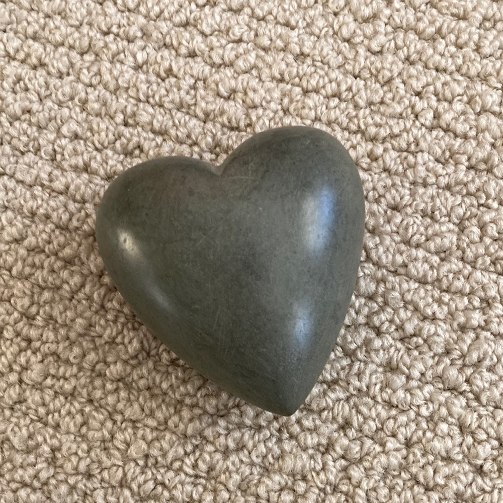 Mood Rock Therapeutic Rubbing Stone Tool Heart Shape Grey Decor Made in Haiti